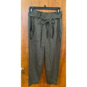 Army Green Paperbag Silky Pants